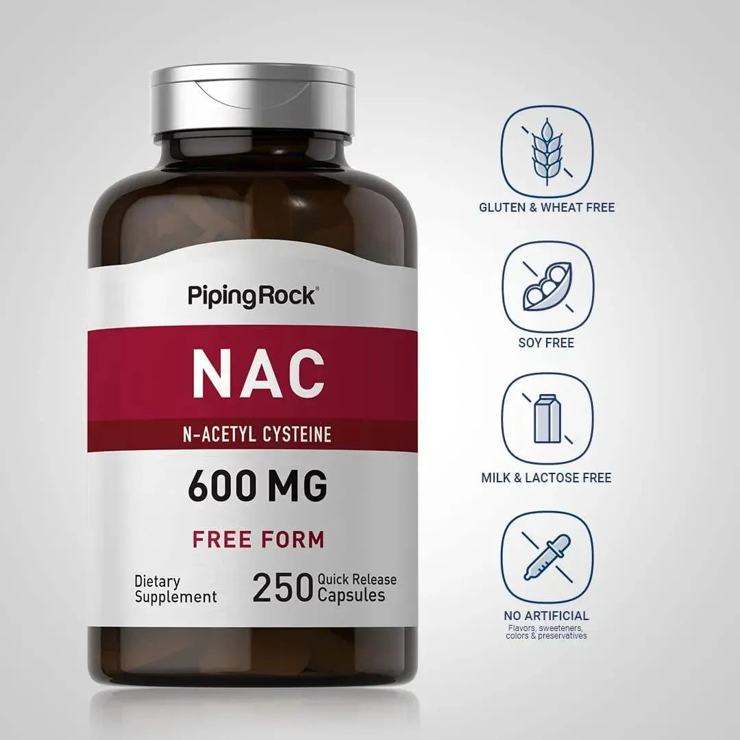 PIPING ROCK - Piping Rock NAC N-Acetyl Cysteine 600Mg. 250 Capsulas - The Red Vitamin MX - Suplementos Alimenticios - {{ shop.shopifyCountryName }}