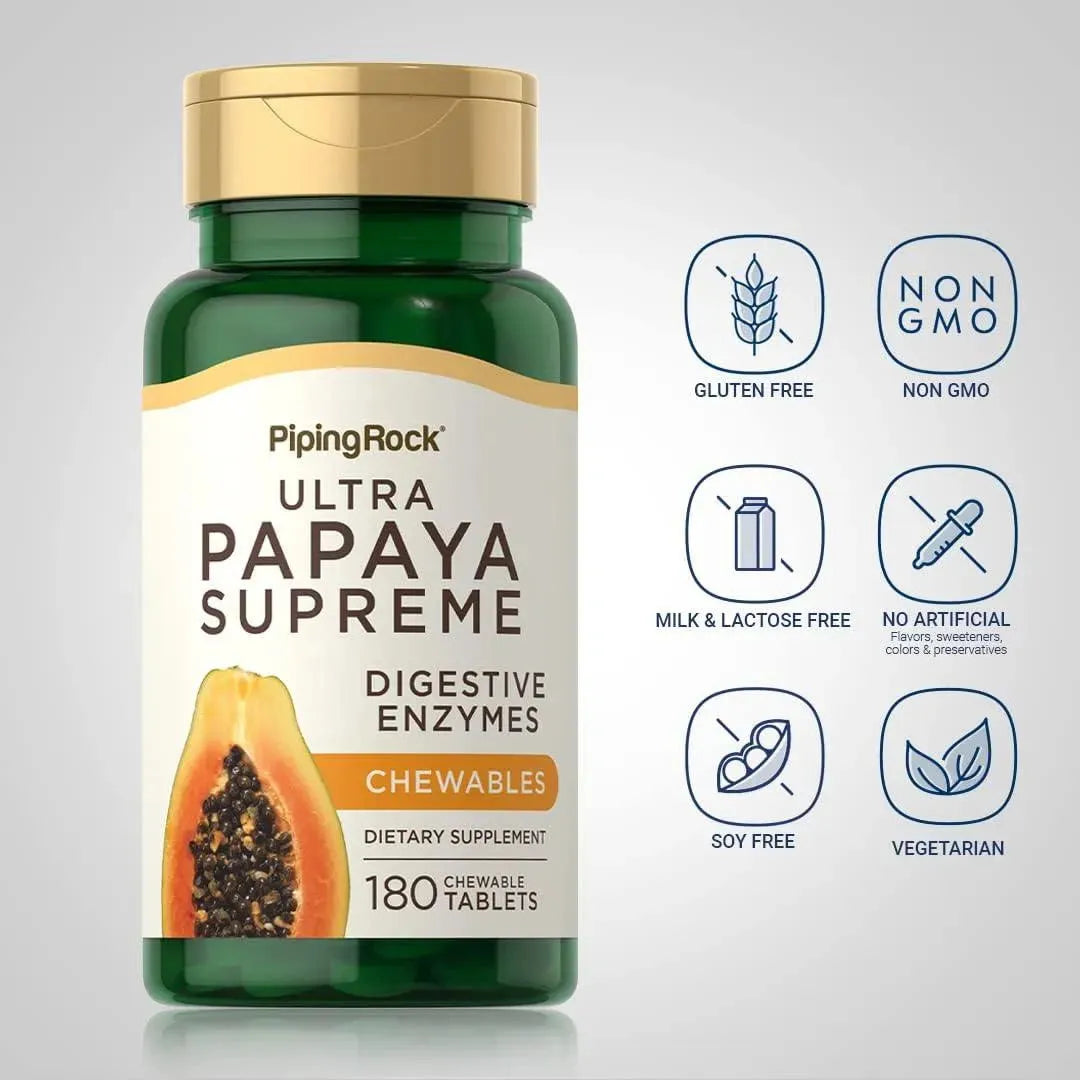 PIPING ROCK - Piping Rock Papaya Enzymes 180 Tabletas Masticables - The Red Vitamin MX - Suplementos Alimenticios - {{ shop.shopifyCountryName }}