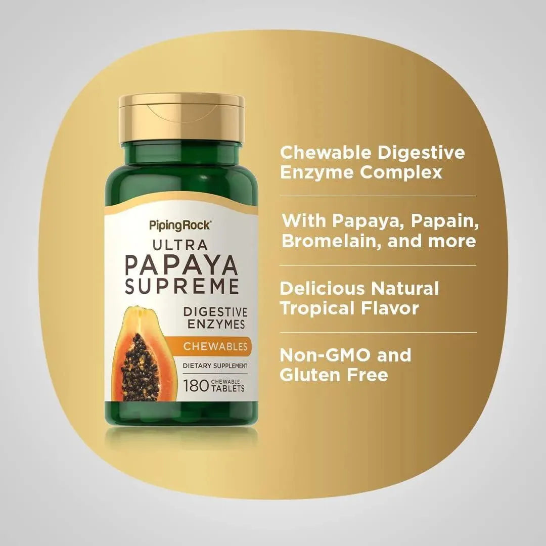 PIPING ROCK - Piping Rock Papaya Enzymes 180 Tabletas Masticables - The Red Vitamin MX - Suplementos Alimenticios - {{ shop.shopifyCountryName }}