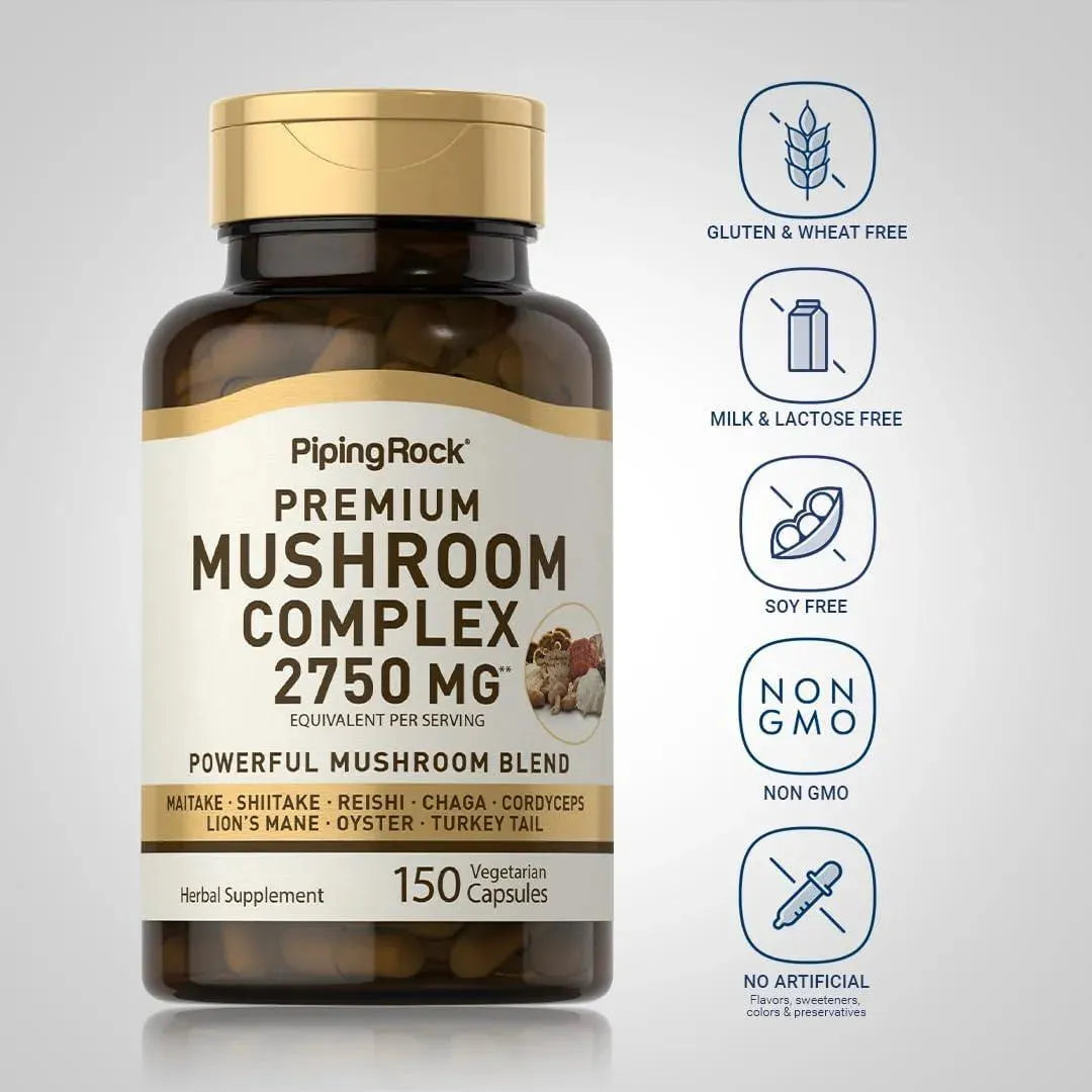 PIPING ROCK - Piping Rock Premium Mushroom Complex 2750Mg. 150 Capsulas - The Red Vitamin MX - Suplementos Alimenticios - {{ shop.shopifyCountryName }}