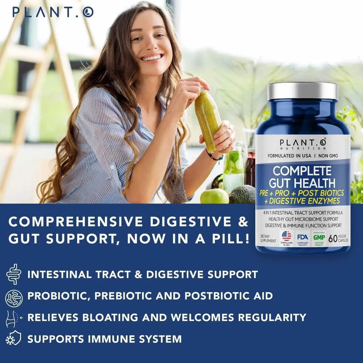 PLANT.O NUTRITION - PLANT.O NUTRITION 4-in-1 Complete Gut & Digestive Support 60 Capsulas - The Red Vitamin MX - Suplementos Alimenticios - {{ shop.shopifyCountryName }}