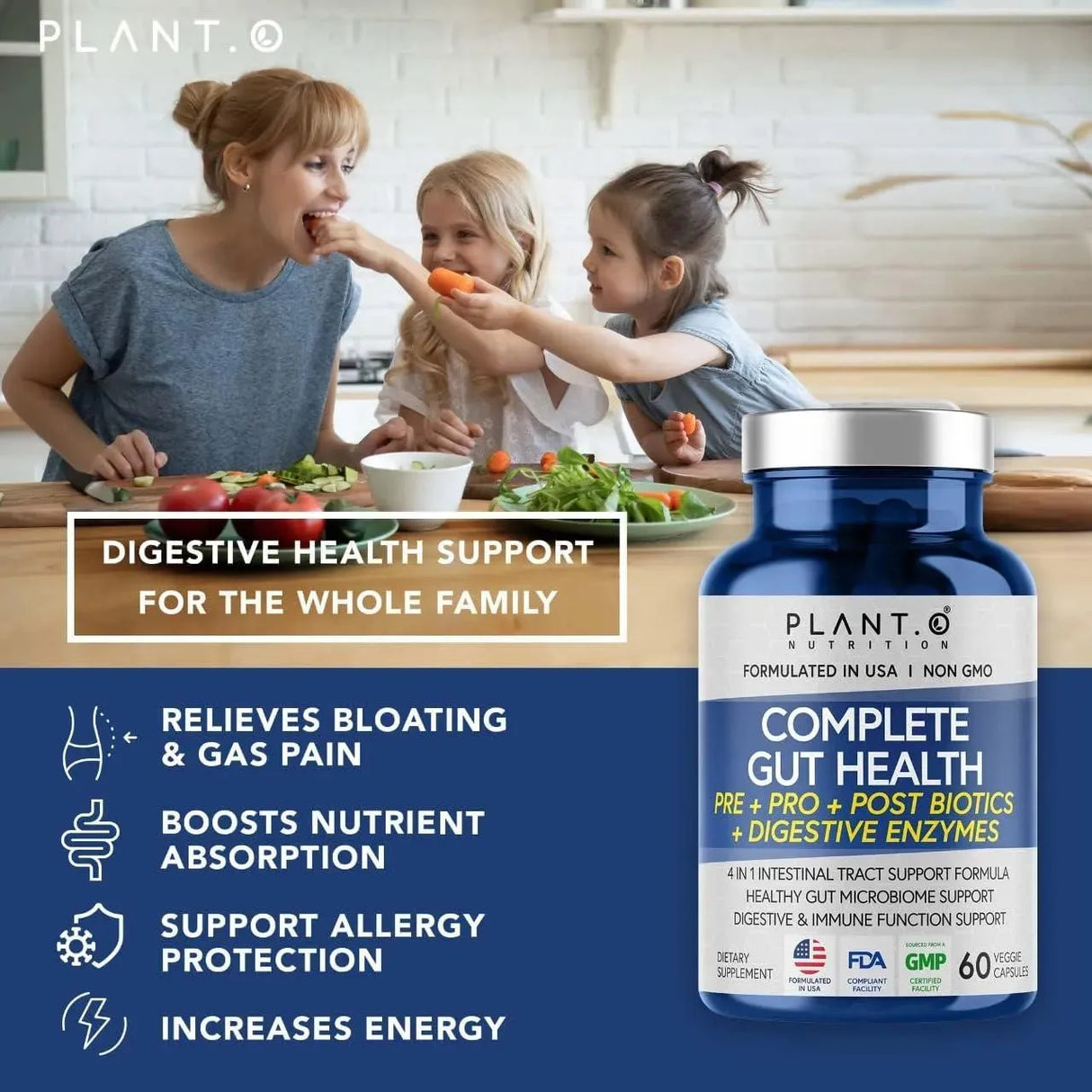 PLANT.O NUTRITION - PLANT.O NUTRITION 4-in-1 Complete Gut & Digestive Support 60 Capsulas - The Red Vitamin MX - Suplementos Alimenticios - {{ shop.shopifyCountryName }}