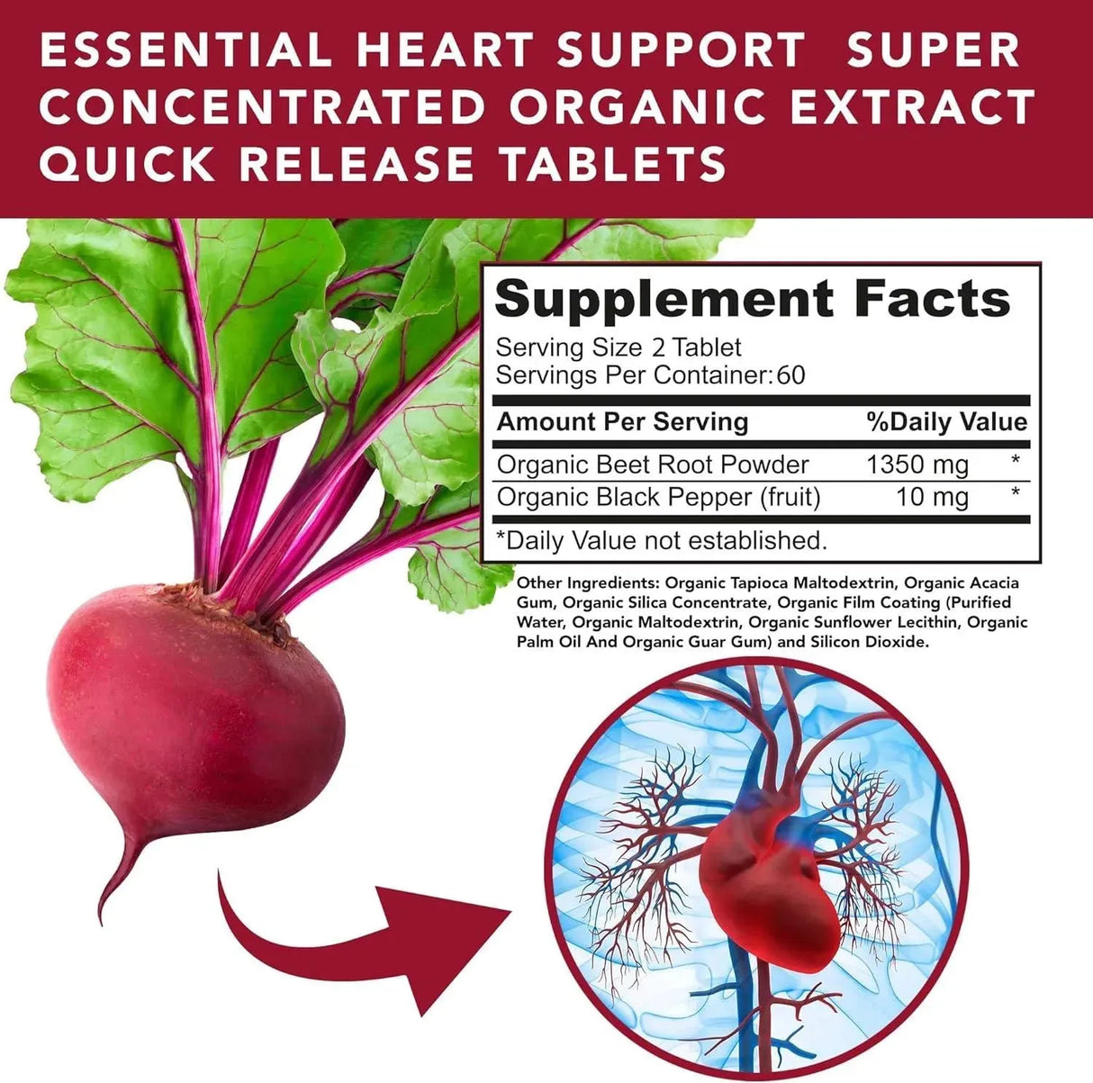 PLANT O NUTRITION - Plant.O Premium Organic Beet Root Tablets 120 Tabletas - The Red Vitamin MX - Suplementos Alimenticios - {{ shop.shopifyCountryName }}