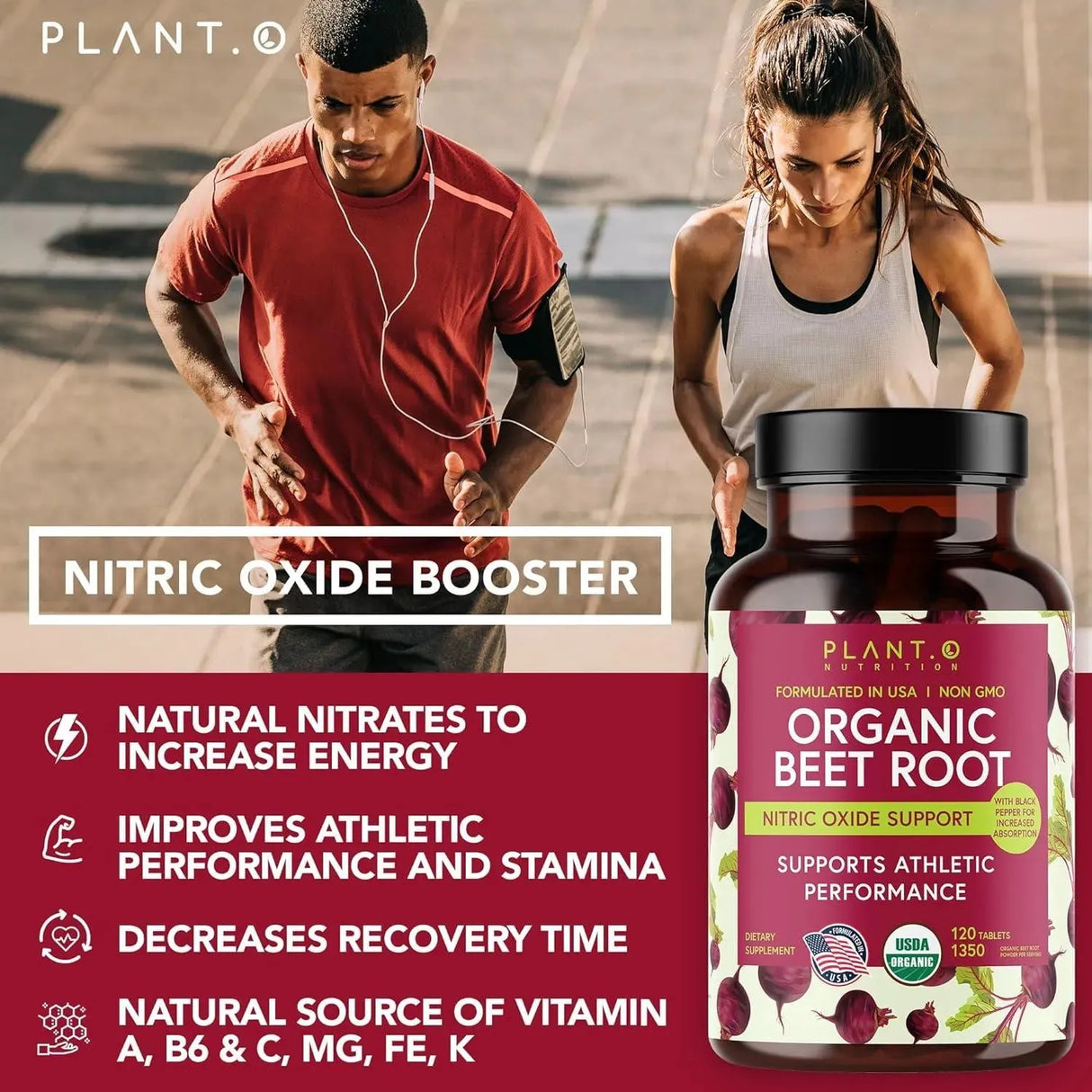 PLANT O NUTRITION - Plant.O Premium Organic Beet Root Tablets 120 Tabletas - The Red Vitamin MX - Suplementos Alimenticios - {{ shop.shopifyCountryName }}