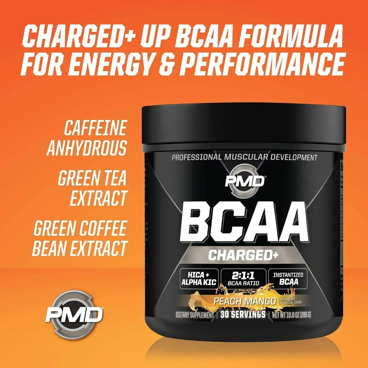 PMD - PMD Sports BCAA Charged Delicious Amino Acid Drink Mix Peach Mango 30 Servicios 285Gr. - The Red Vitamin MX - Suplementos Alimenticios - {{ shop.shopifyCountryName }}