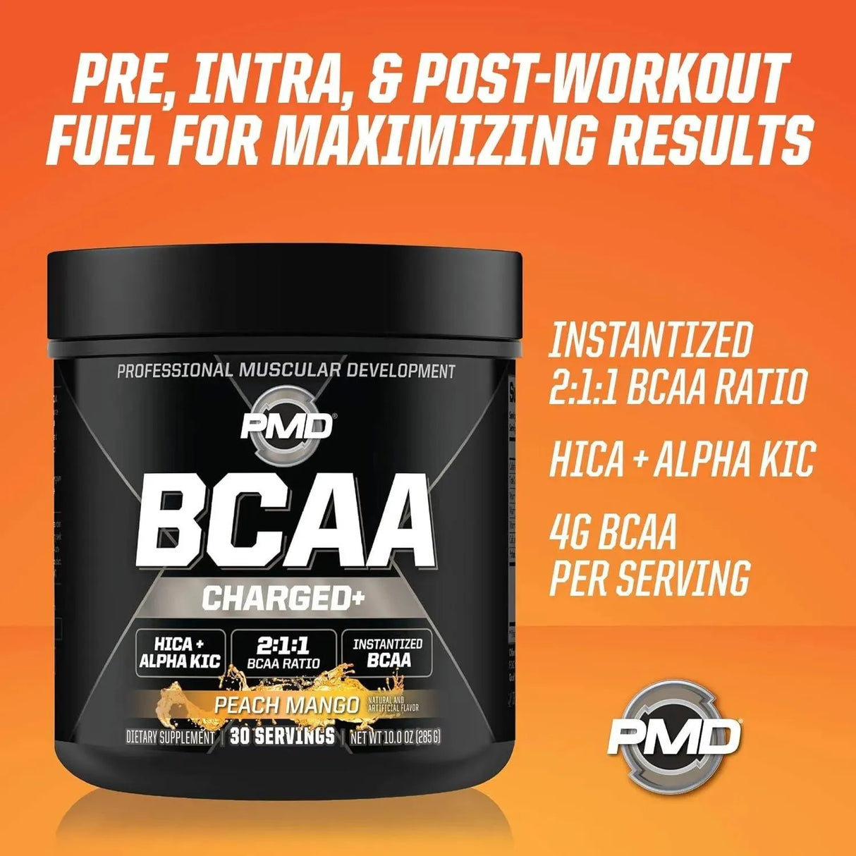 PMD - PMD Sports BCAA Charged Delicious Amino Acid Drink Mix Peach Mango 30 Servicios 285Gr. - The Red Vitamin MX - Suplementos Alimenticios - {{ shop.shopifyCountryName }}