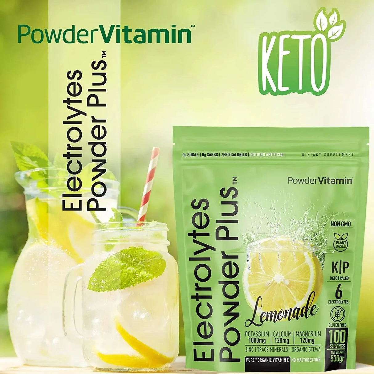 POWDERVITAMIN - PowderVitamin Electrolytes Powder Plus Keto Lemonade 100 Servicios - The Red Vitamin MX - Suplementos Alimenticios - {{ shop.shopifyCountryName }}
