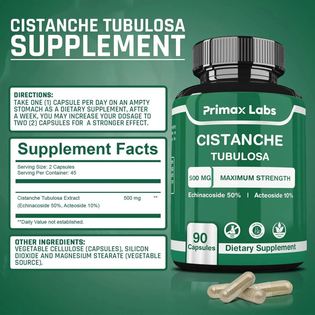 PRIMAX LABS - Primax Labs Cistanche Tubulosa 500Mg. 90 Capsulas - The Red Vitamin MX - Suplementos Alimenticios - {{ shop.shopifyCountryName }}