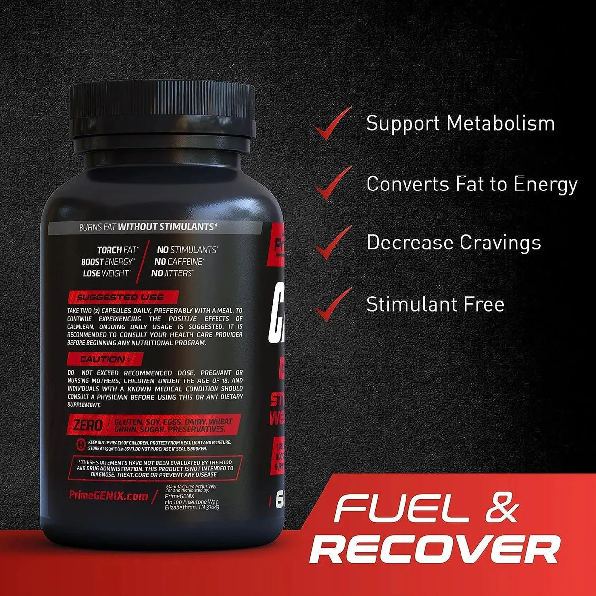 PRIMEGENIX - PrimeGENIX CalmLean Stimulant-Free Fat Burner 60 Capsulas - The Red Vitamin MX - Suplementos Alimenticios - {{ shop.shopifyCountryName }}