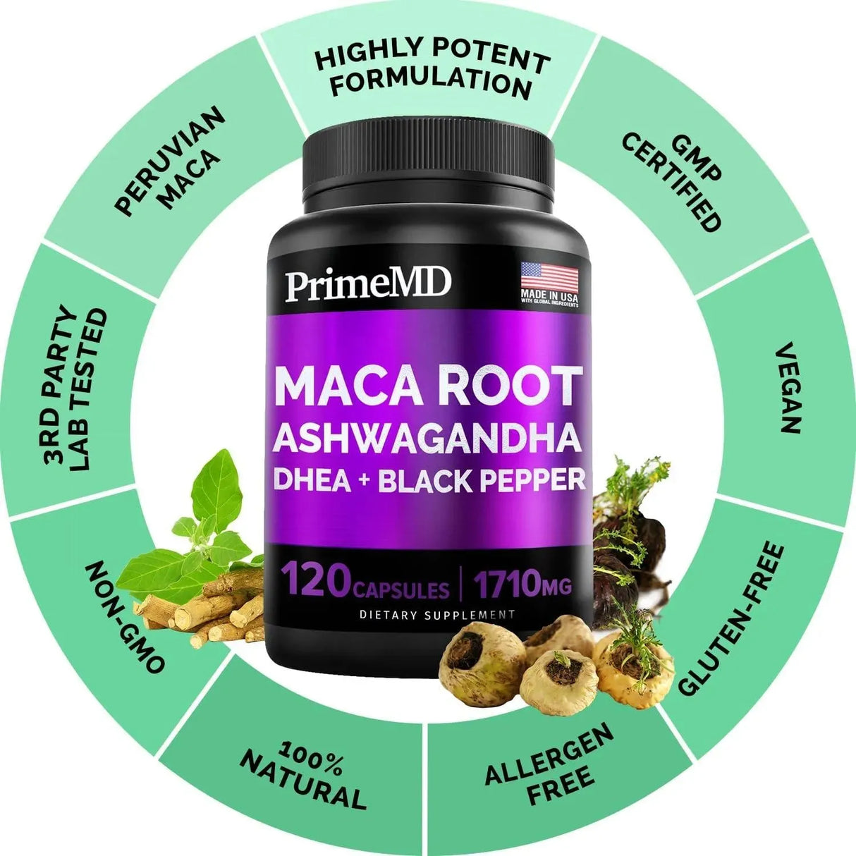 PRIMEMD - PrimeMD 6-in-1 Organic Maca Root & Ashwagandha 120 Capsulas - The Red Vitamin MX - Suplementos Alimenticios - {{ shop.shopifyCountryName }}