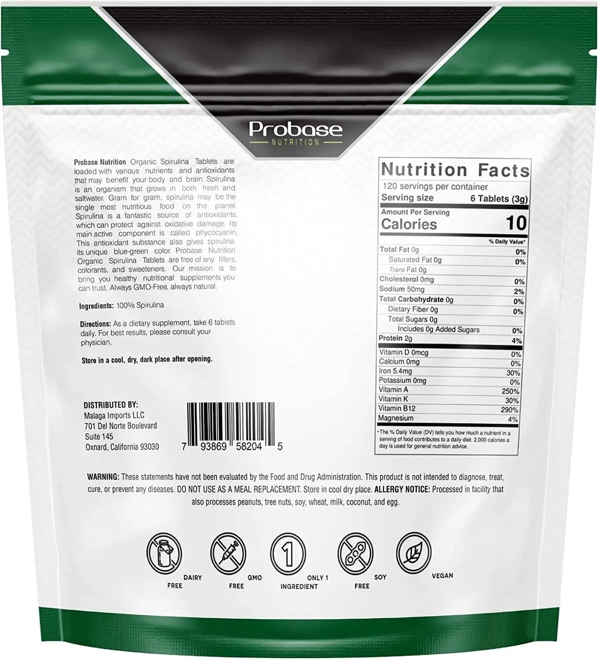 PROBASE NUTRITION - Probase Nutrition Organic Spirulina Supplement 3000Mg. 720 Tabletas - The Red Vitamin MX - Suplementos Alimenticios - {{ shop.shopifyCountryName }}