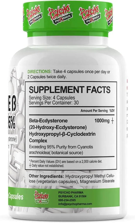 PSYCHO PHARM - Psycho Pharma ECDYSTERONE 95% 1000Mg. 120 Capsulas - The Red Vitamin MX - Suplementos Alimenticios - {{ shop.shopifyCountryName }}