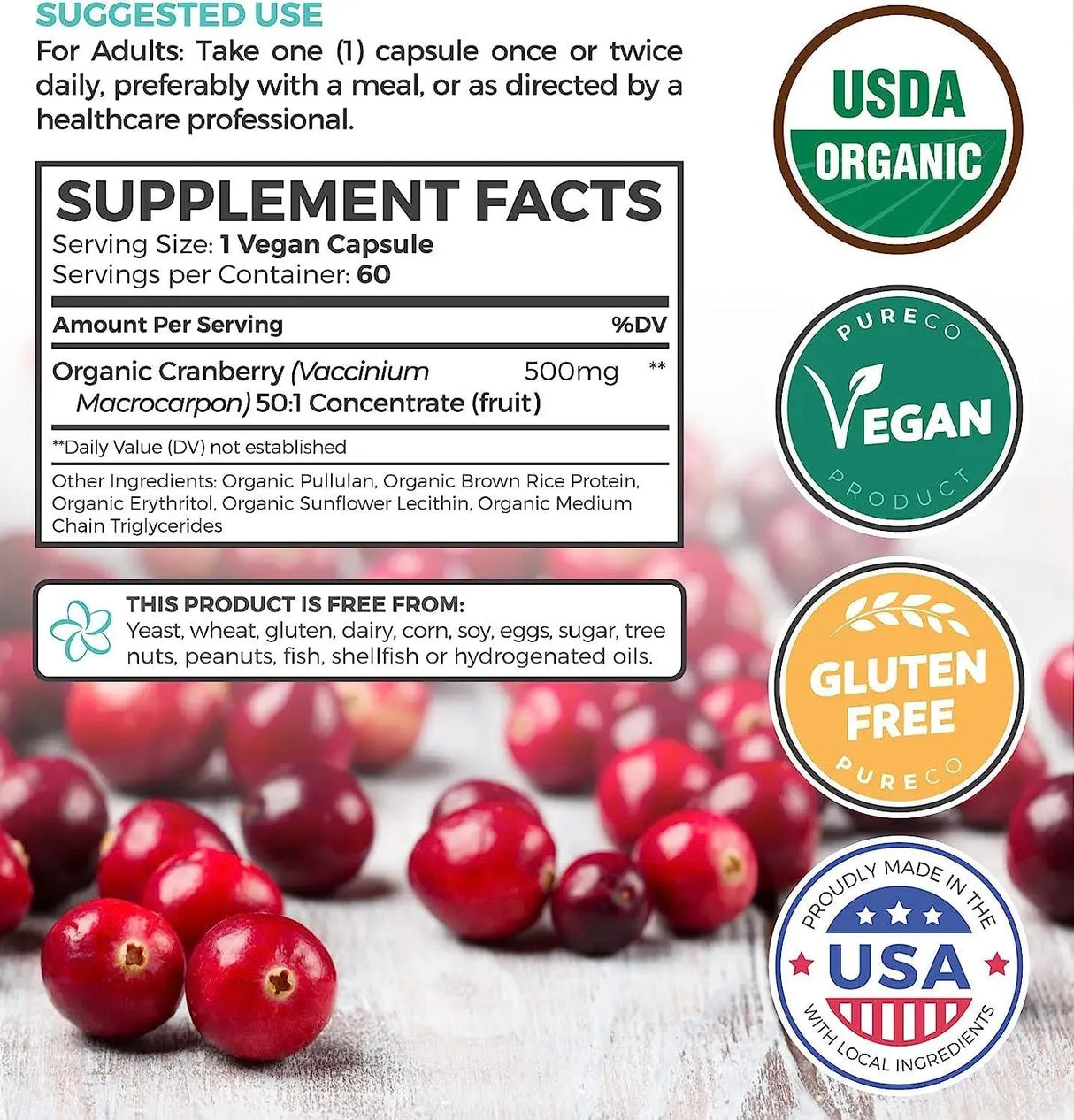 PURE CO - Pure Co Organic Cranberry 25,000Mg. 60 Capsulas - The Red Vitamin MX - Suplementos Alimenticios - {{ shop.shopifyCountryName }}