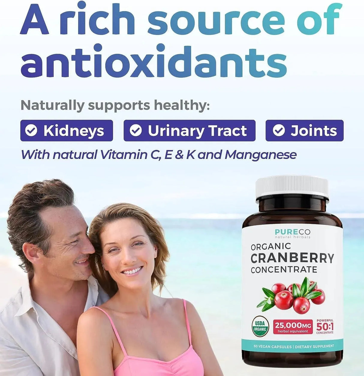 PURE CO - Pure Co Organic Cranberry 25,000Mg. 60 Capsulas - The Red Vitamin MX - Suplementos Alimenticios - {{ shop.shopifyCountryName }}