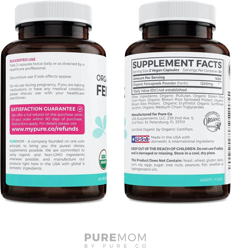 PURE CO - Pure Co. Organic Fenugreek 60 Capsulas - The Red Vitamin MX - Suplementos Alimenticios - {{ shop.shopifyCountryName }}