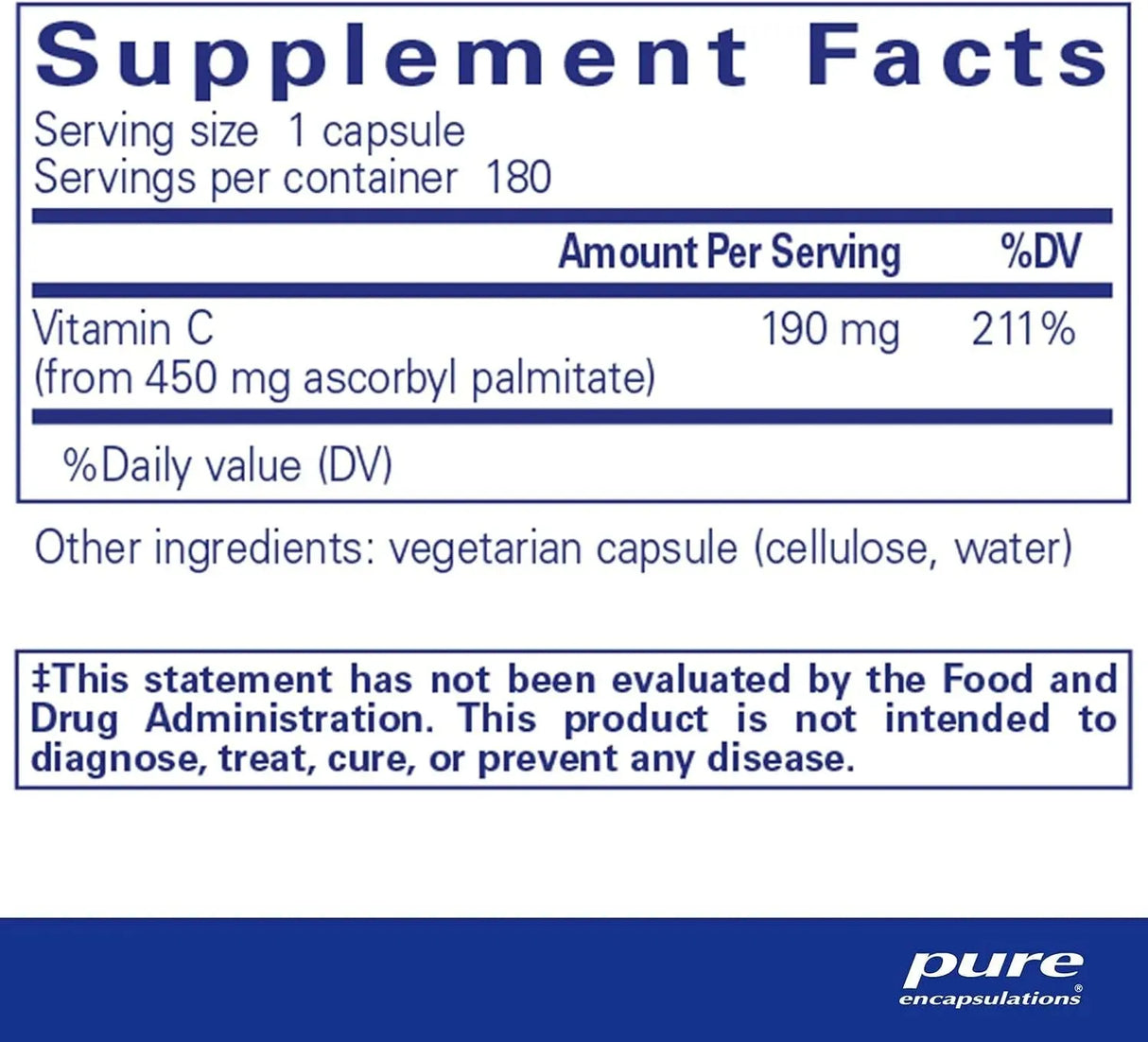 PURE ENCAPSULATIONS - Pure Encapsulations Ascorbyl Palmitate 180 Capsulas - The Red Vitamin MX - Suplementos Alimenticios - {{ shop.shopifyCountryName }}