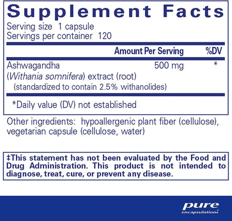 PURE ENCAPSULATIONS - Pure Encapsulations Ashwagandha 120 Capsulas - The Red Vitamin MX - Suplementos Alimenticios - {{ shop.shopifyCountryName }}