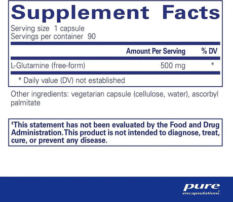 PURE ENCAPSULATIONS - Pure Encapsulations L-Glutamine 500Mg. 90 Capsulas - The Red Vitamin MX - Suplementos Alimenticios - {{ shop.shopifyCountryName }}