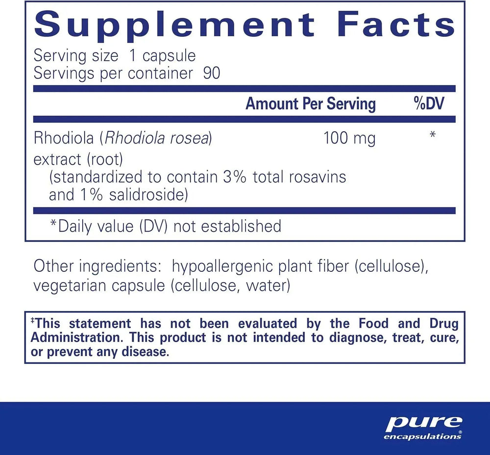 PURE ENCAPSULATIONS - Pure Encapsulations Rhodiola Rosea 90 Capsulas - The Red Vitamin MX - Suplementos Alimenticios - {{ shop.shopifyCountryName }}