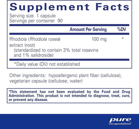 PURE ENCAPSULATIONS - Pure Encapsulations Rhodiola Rosea 90 Capsulas - The Red Vitamin MX - Suplementos Alimenticios - {{ shop.shopifyCountryName }}