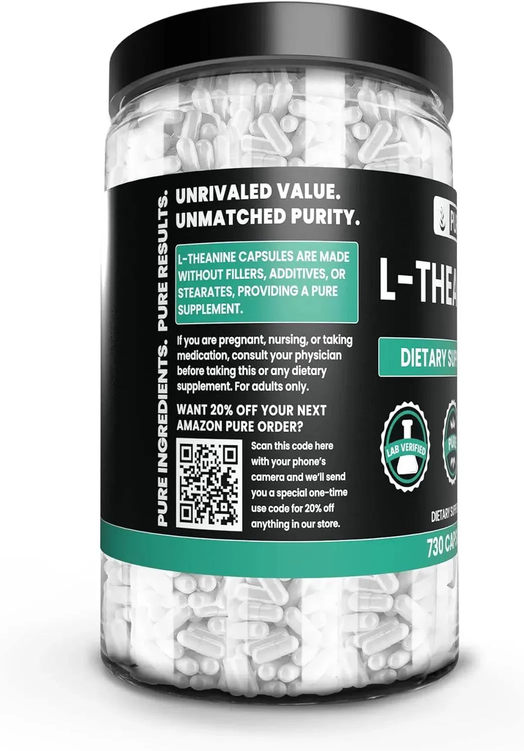 PURE ENCAPSULATIONS - Pure Original Ingredients L-Theanine 730 Capsulas - The Red Vitamin MX - Suplementos Alimenticios - {{ shop.shopifyCountryName }}