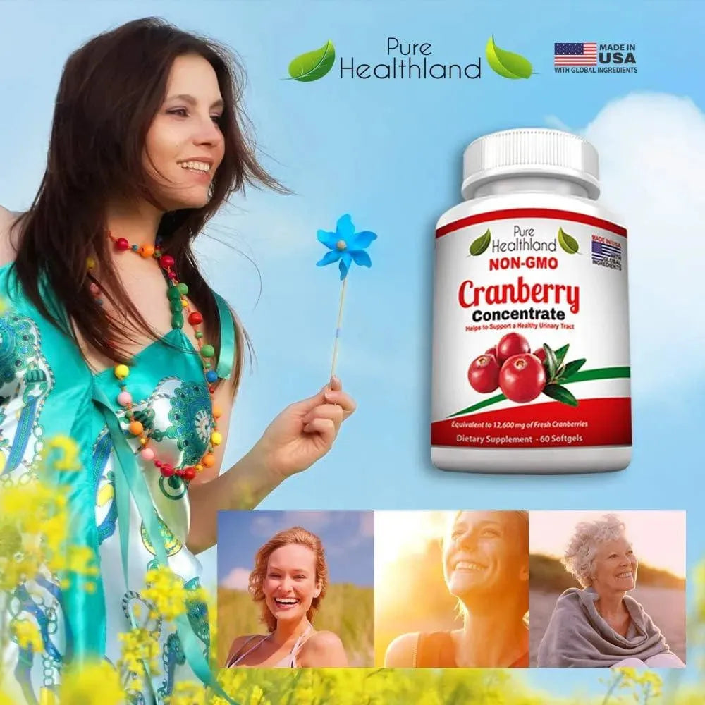 PURE HEALTHLAND - Pure Healthland Cranberry Concentrate Supplement 60 Capsulas Blandas - The Red Vitamin MX - Suplementos Alimenticios - {{ shop.shopifyCountryName }}