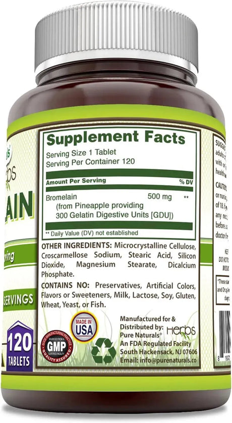 PURE NATURALS - Pure Naturals Bromelain 500Mg. 120 Tabletas - The Red Vitamin MX - Suplementos Alimenticios - {{ shop.shopifyCountryName }}