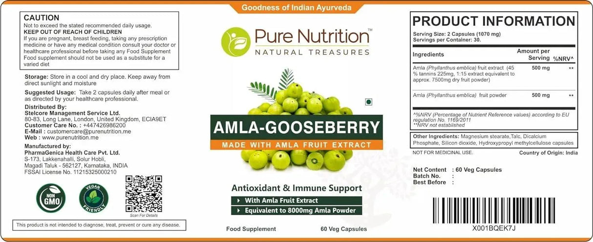 PURE NUTRITION - Pure Nutrition Amla Extract 1000Mg. 60 Capsulas - The Red Vitamin MX - Suplementos Alimenticios - {{ shop.shopifyCountryName }}