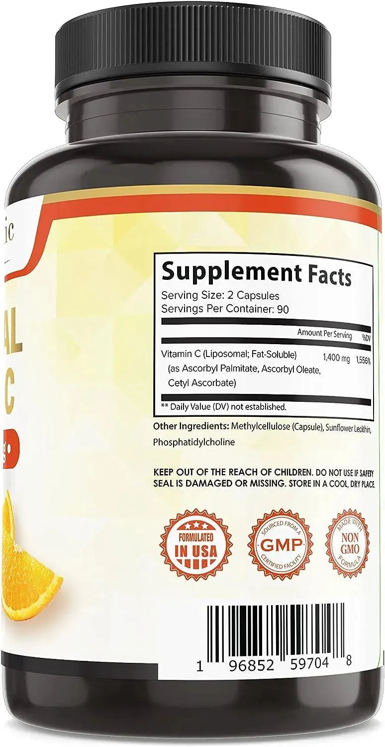 PURE ORGANIC ELEMENTS - Pure Organic Elements Liposomal Vitamin C 180 Capsulas - The Red Vitamin MX - Suplementos Alimenticios - {{ shop.shopifyCountryName }}
