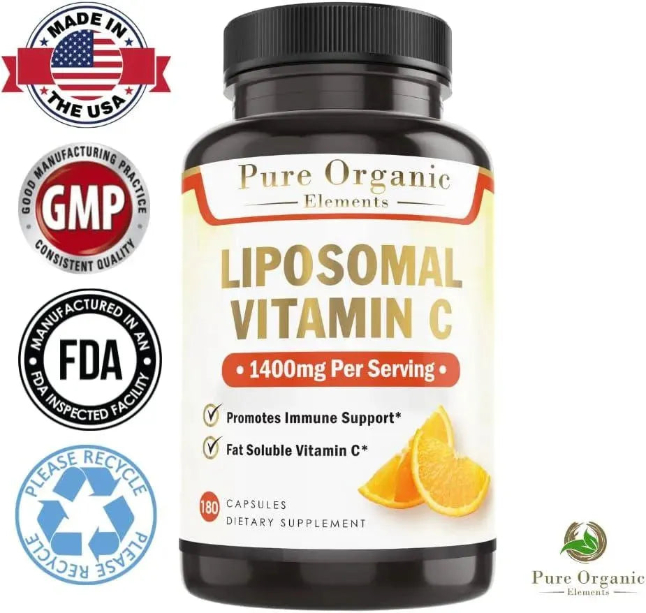 PURE ORGANIC ELEMENTS - Pure Organic Elements Liposomal Vitamin C 180 Capsulas - The Red Vitamin MX - Suplementos Alimenticios - {{ shop.shopifyCountryName }}