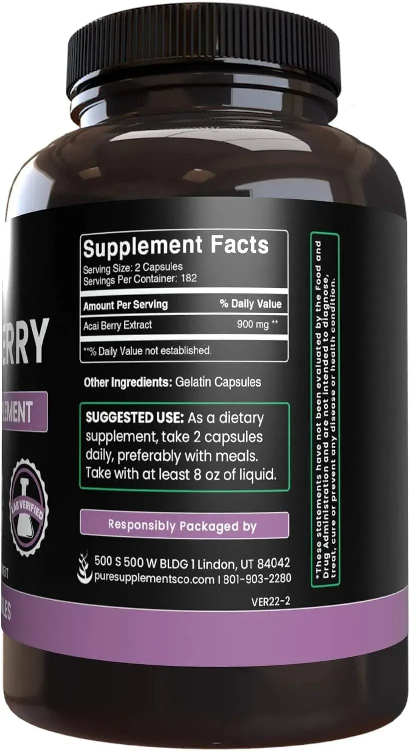 PURE ORIGINAL INGREDIENTS - Pure Original Ingredients Acai Berry 365 Capsulas - The Red Vitamin MX - Suplementos Alimenticios - {{ shop.shopifyCountryName }}