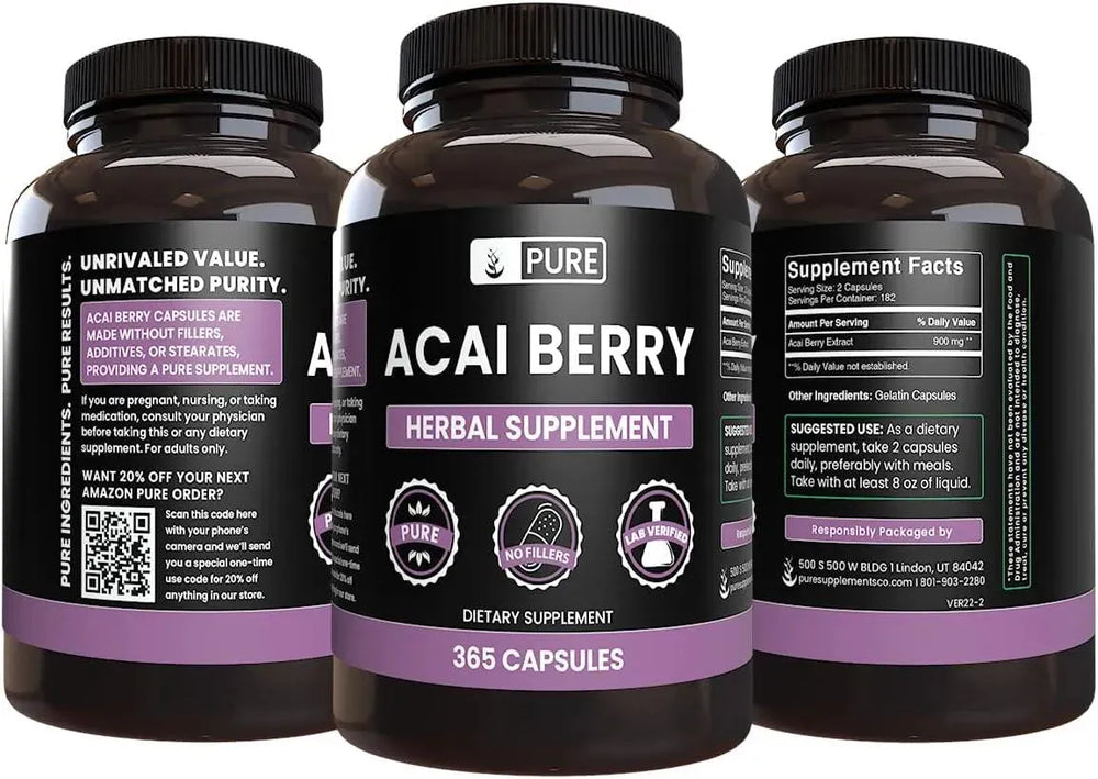 PURE ORIGINAL INGREDIENTS - Pure Original Ingredients Acai Berry 365 Capsulas - The Red Vitamin MX - Suplementos Alimenticios - {{ shop.shopifyCountryName }}