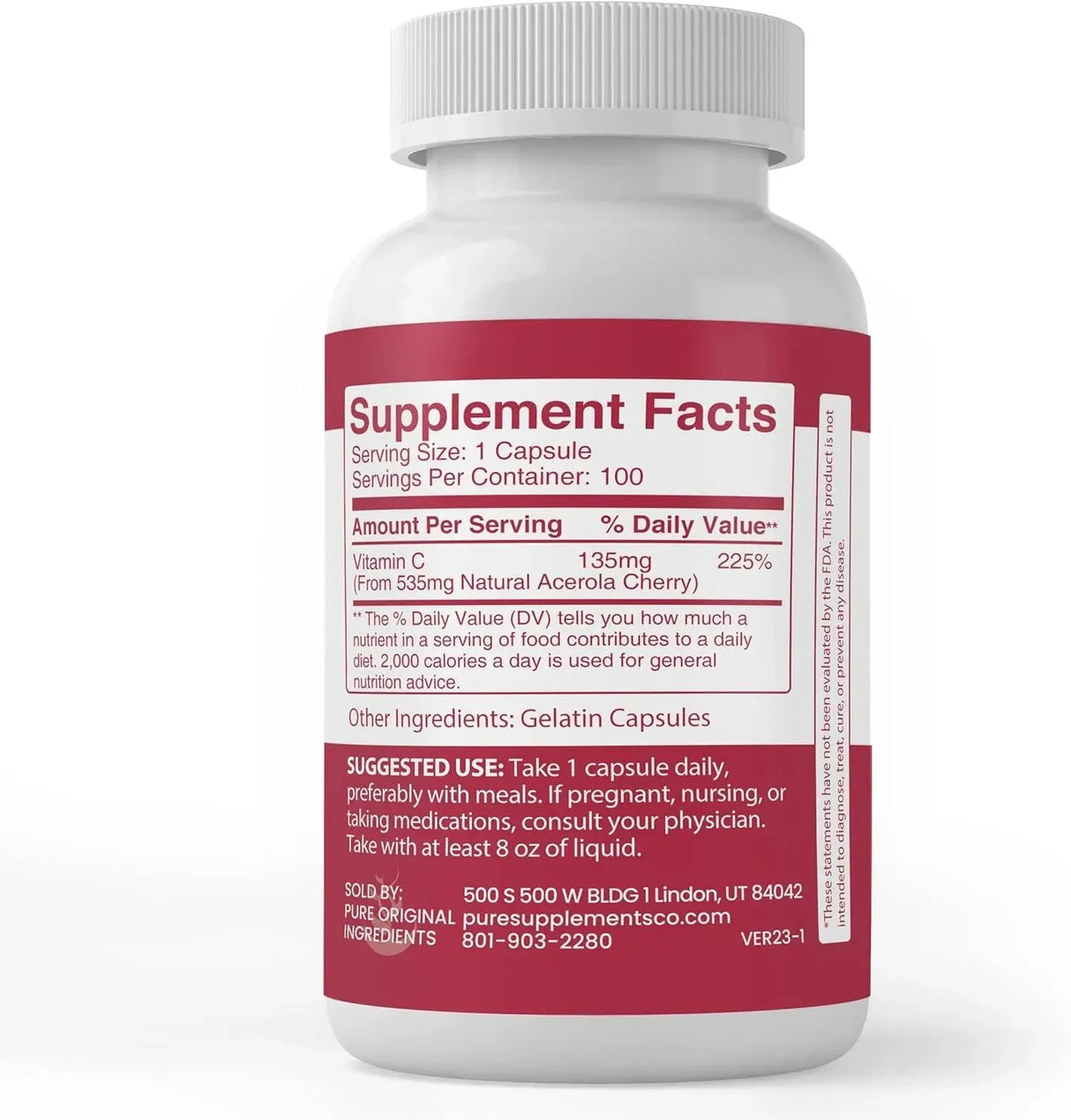 PURE ORIGINAL INGREDIENTS - Pure Original Ingredients Acerola Cherry 100 Capsulas - The Red Vitamin MX - Suplementos Alimenticios - {{ shop.shopifyCountryName }}