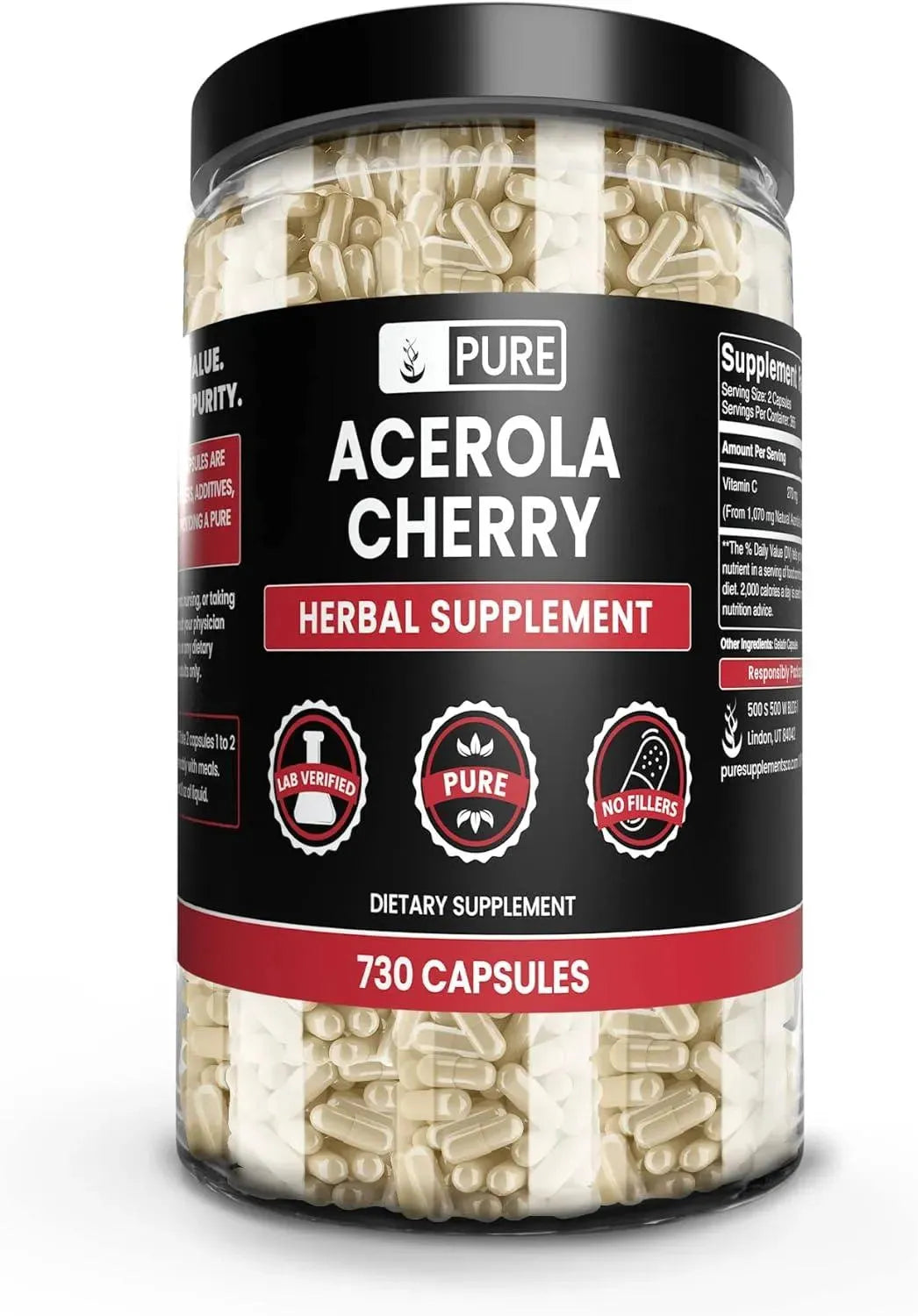 PURE ORIGINAL INGREDIENTS - Pure Original Ingredients Acerola Cherry 730 Capsulas - The Red Vitamin MX - Suplementos Alimenticios - {{ shop.shopifyCountryName }}