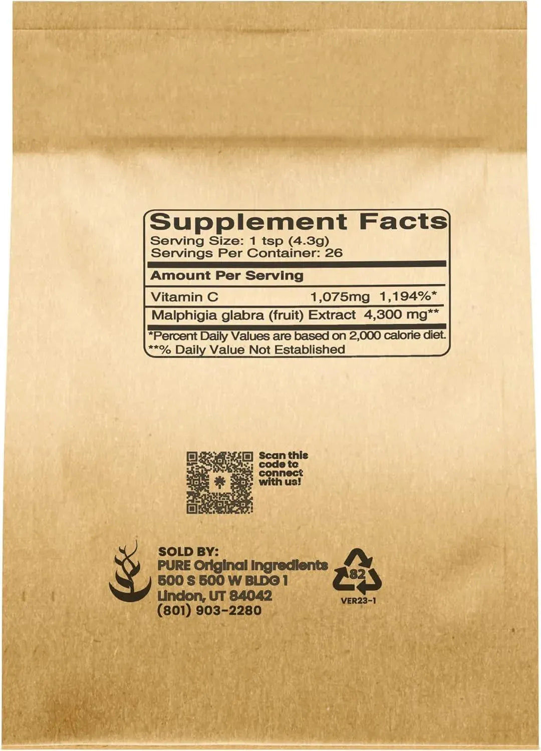 PURE ORIGINAL INGREDIENTS - Pure Original Ingredients Acerola Cherry Powder 113.4Gr. - The Red Vitamin MX - Suplementos Alimenticios - {{ shop.shopifyCountryName }}