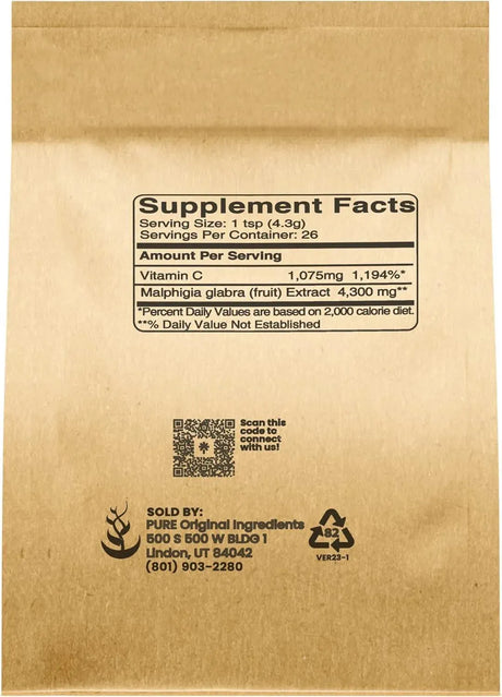 PURE ORIGINAL INGREDIENTS - Pure Original Ingredients Acerola Cherry Powder 113.4Gr. - The Red Vitamin MX - Suplementos Alimenticios - {{ shop.shopifyCountryName }}