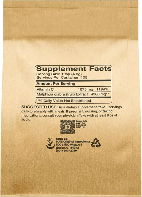 PURE ORIGINAL INGREDIENTS - Pure Original Ingredients Acerola Cherry Powder 453.6Gr. - The Red Vitamin MX - Suplementos Alimenticios - {{ shop.shopifyCountryName }}