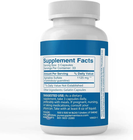 PURE ORIGINAL INGREDIENTS - Pure Original Ingredients Agmatine Sulfate 100 Capsulas - The Red Vitamin MX - Suplementos Alimenticios - {{ shop.shopifyCountryName }}