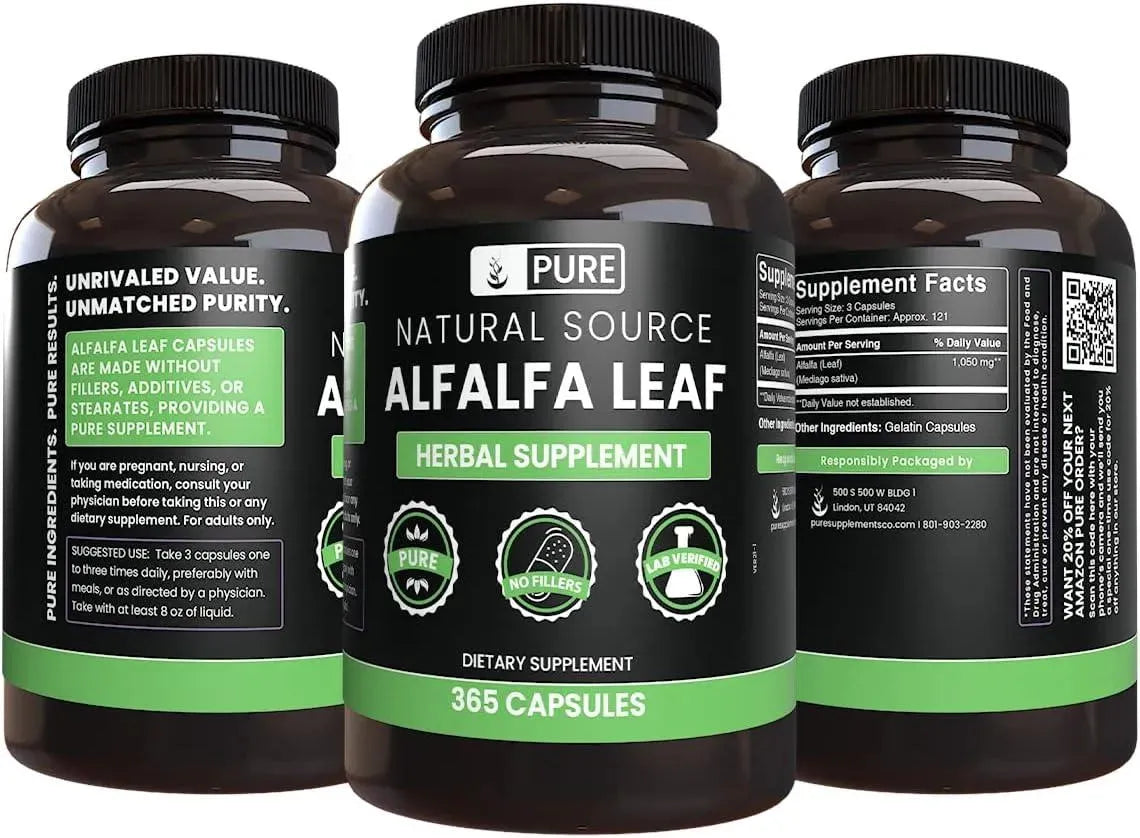 PURE ORIGINAL INGREDIENTS - Pure Original Ingredients Alfalfa Leaf 365 Capsulas - The Red Vitamin MX - Suplementos Alimenticios - {{ shop.shopifyCountryName }}