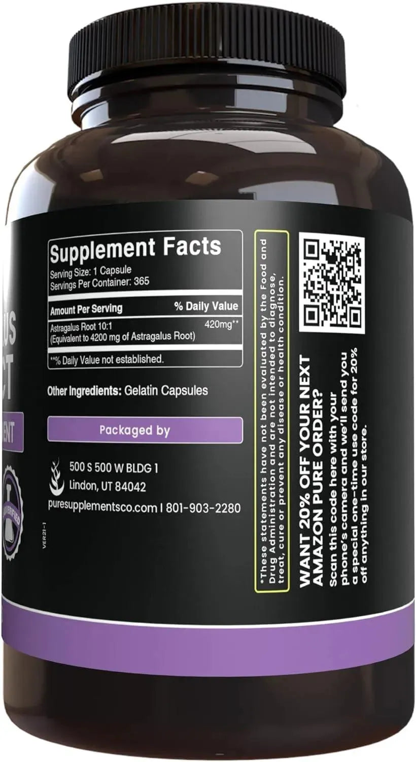 PURE ORIGINAL INGREDIENTS - Pure Original Ingredients Astragalus 365 Capsulas - The Red Vitamin MX - Suplementos Alimenticios - {{ shop.shopifyCountryName }}