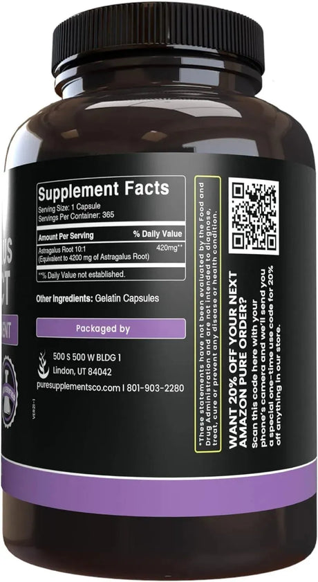 PURE ORIGINAL INGREDIENTS - Pure Original Ingredients Astragalus 365 Capsulas - The Red Vitamin MX - Suplementos Alimenticios - {{ shop.shopifyCountryName }}