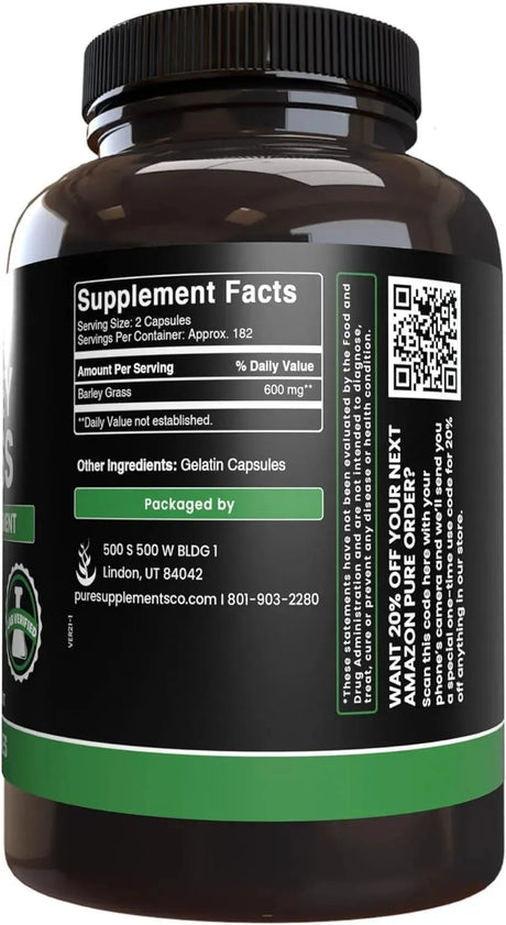 PURE ORIGINAL INGREDIENTS - Pure Original Ingredients Barley Grass 365 Capsulas - The Red Vitamin MX - Suplementos Alimenticios - {{ shop.shopifyCountryName }}