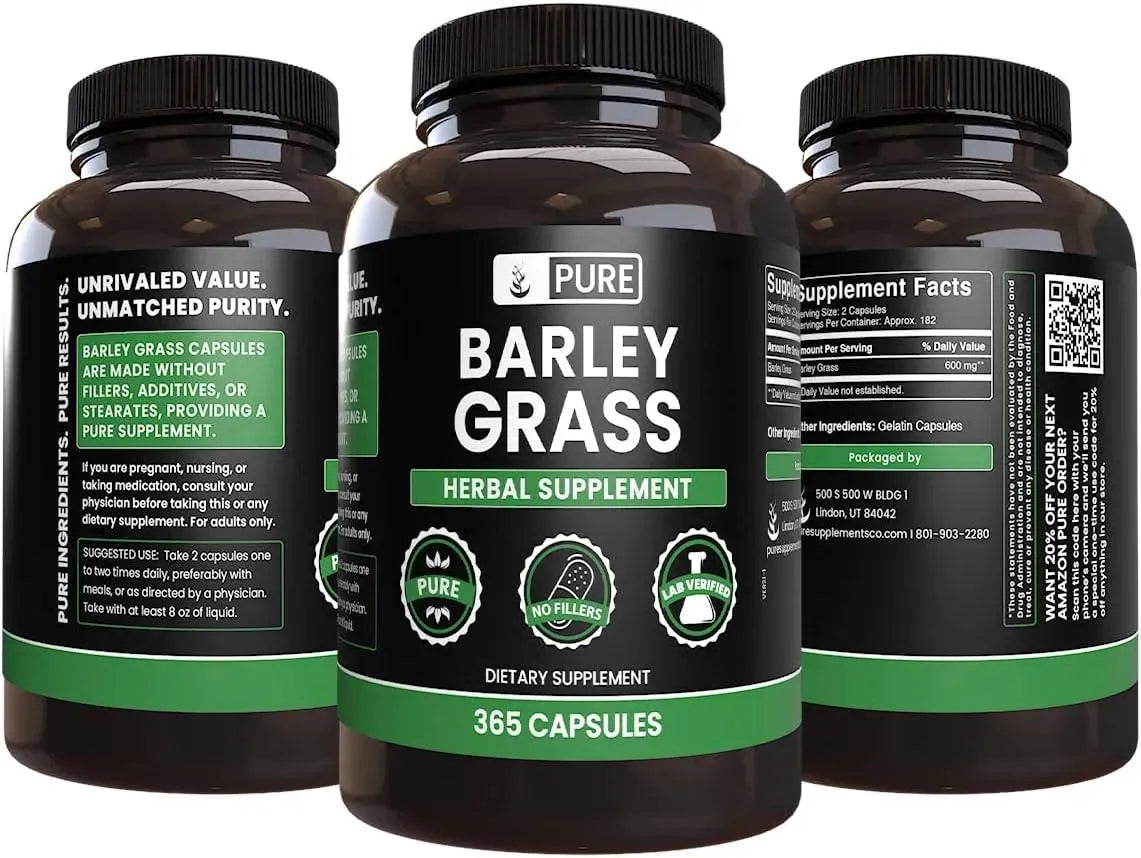 PURE ORIGINAL INGREDIENTS - Pure Original Ingredients Barley Grass 365 Capsulas - The Red Vitamin MX - Suplementos Alimenticios - {{ shop.shopifyCountryName }}