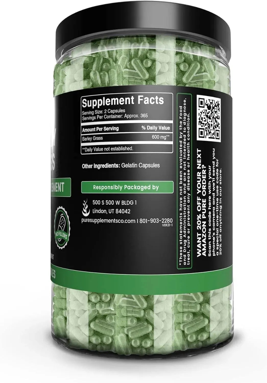 PURE ORIGINAL INGREDIENTS - Pure Original Ingredients Barley Grass 730 Capsulas - The Red Vitamin MX - Suplementos Alimenticios - {{ shop.shopifyCountryName }}
