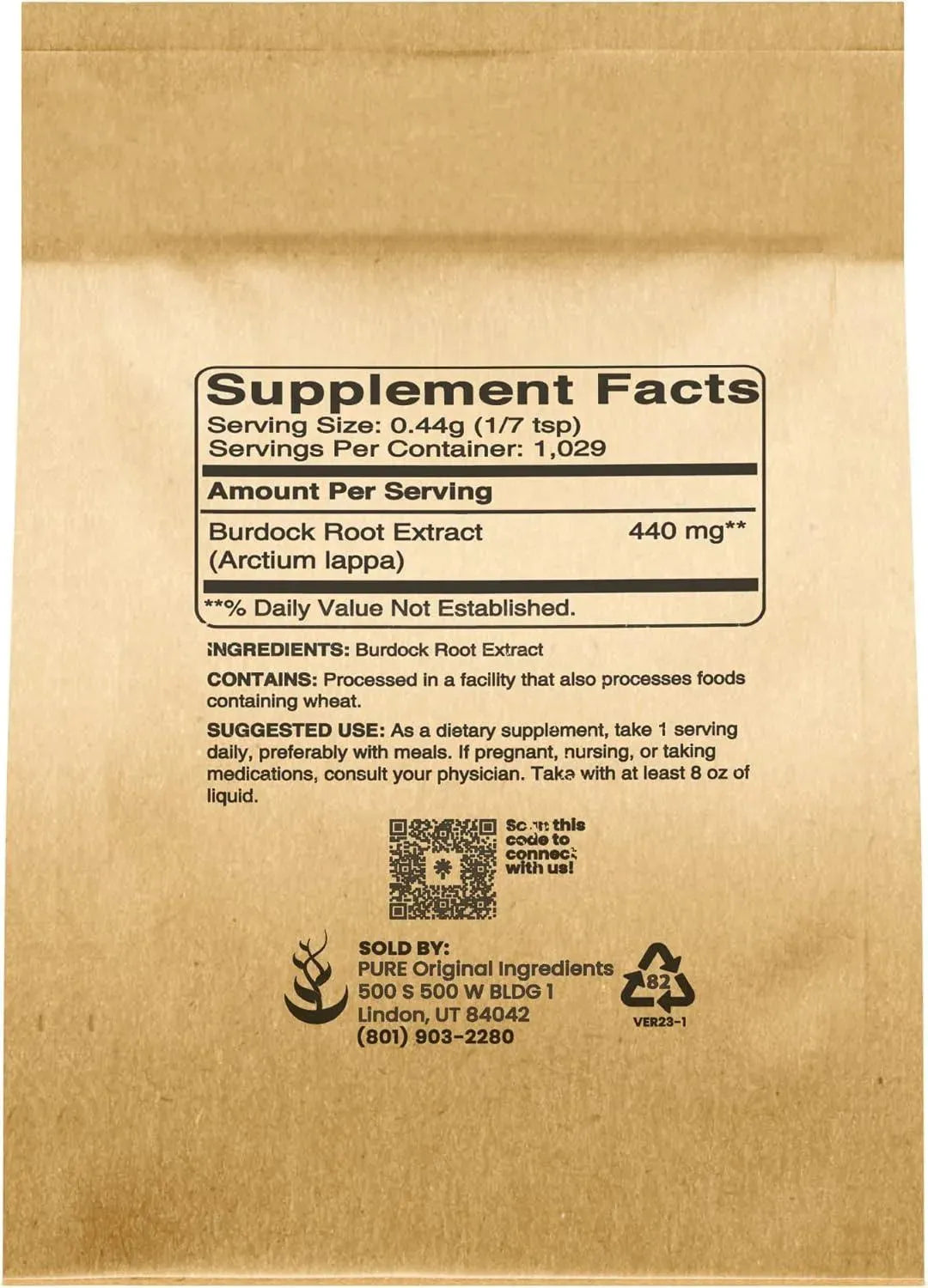 PURE ORIGINAL INGREDIENTS - Pure Original Ingredients Burdock Root Extract 453.6 Gr. - The Red Vitamin MX - Suplementos Alimenticios - {{ shop.shopifyCountryName }}