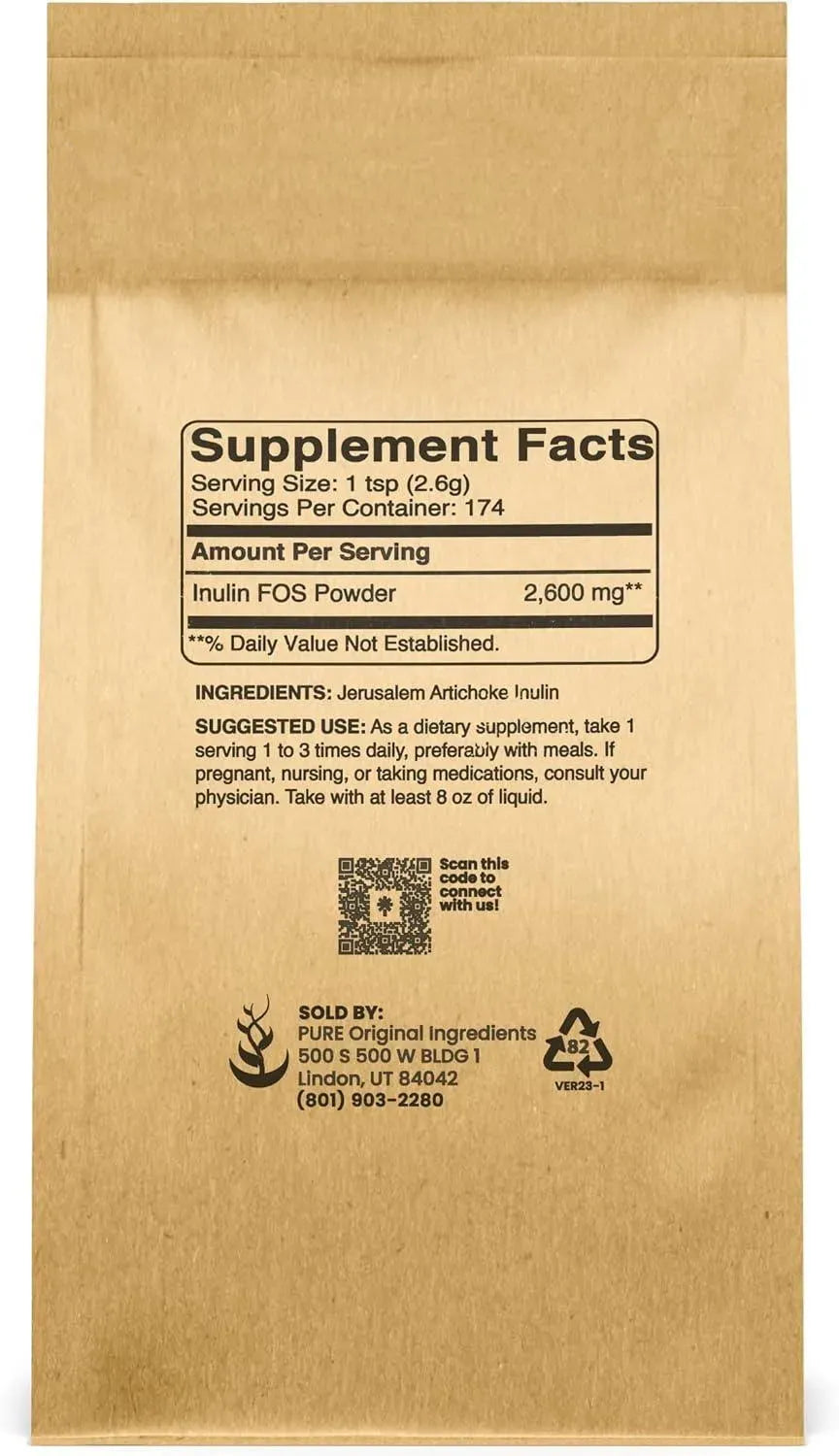 PURE ORIGINAL INGREDIENTS - Pure Original Ingredients Inulin FOS Powder 453.6Gr. - The Red Vitamin MX - Suplementos Alimenticios - {{ shop.shopifyCountryName }}