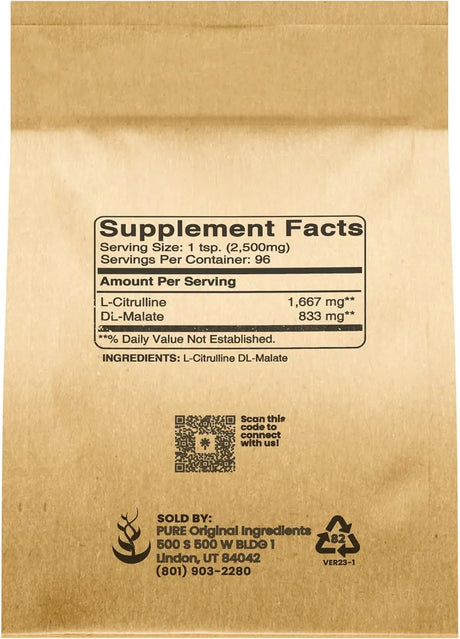 PURE ORIGINAL INGREDIENTS - Pure Original Ingredients L-Citrulline DL-Malate Powder 1Lb. - The Red Vitamin MX - Suplementos Alimenticios - {{ shop.shopifyCountryName }}