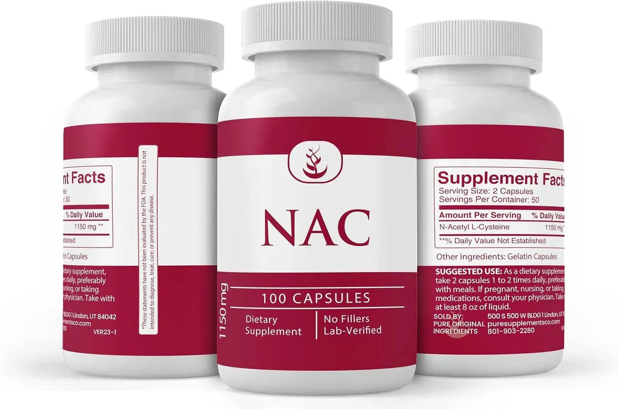 PURE ORIGINAL INGREDIENTS - Pure Original Ingredients N-Acetyl L-Cysteine NAC 100 Capsulas - The Red Vitamin MX - Suplementos Alimenticios - {{ shop.shopifyCountryName }}