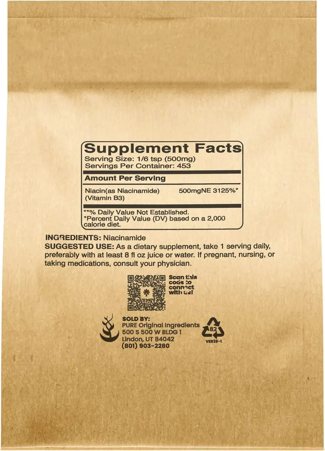 PURE ORIGINAL INGREDIENTS - Pure Original Ingredients Niacinamide Powder 226.8 Gr. - The Red Vitamin MX - Suplementos Alimenticios - {{ shop.shopifyCountryName }}