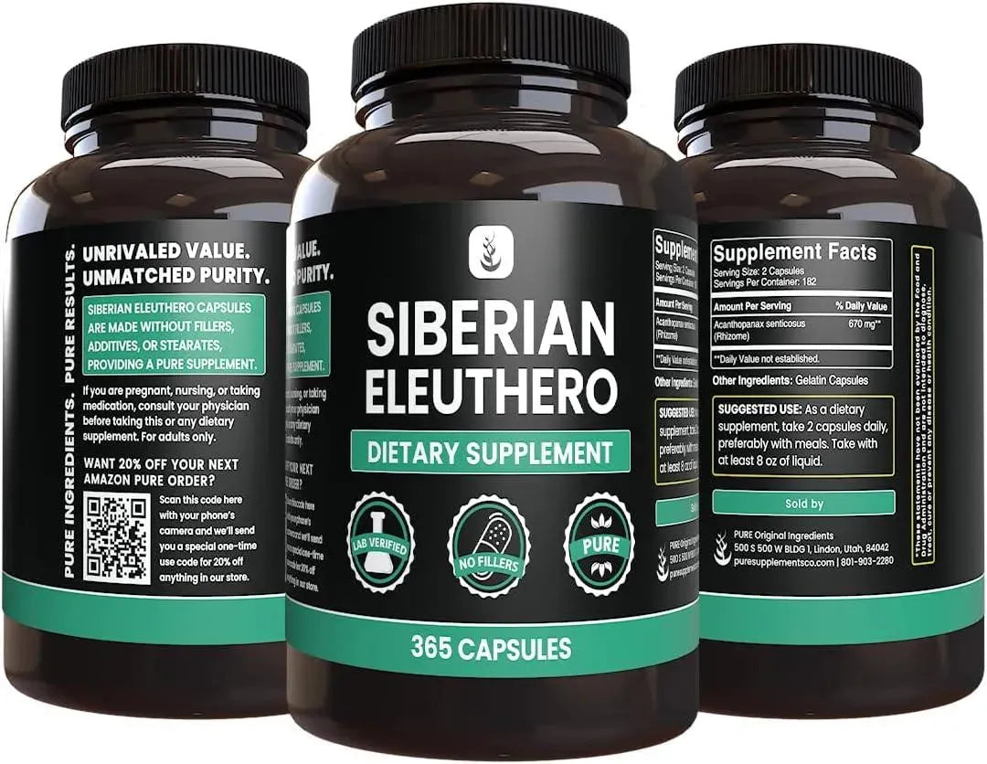 PURE ORIGINAL INGREDIENTS - Pure Original Ingredients Siberian Eleuthero 365 Capsulas - The Red Vitamin MX - Suplementos Alimenticios - {{ shop.shopifyCountryName }}